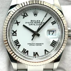NEW, UNWORN ROLEX DATEJUST 36MM FLUTED BEZEL, WHITE ROMAN DIAL. REF. 126234
