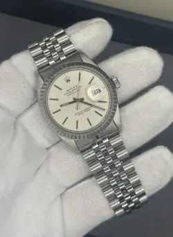 ROLEX DATEJUST 36MM SILVER INDEX DIAL STAINLESS STEEL JUBILEE 16030 -1982