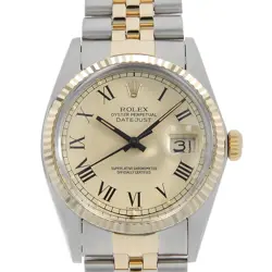 ROLEX DATEJUST 16013 CHAMPAGNE GOLD ROMAN BUCKLEY DIAL 85 NUMBER SECOND HAND...