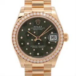 ROLEX DATEJUST 278288RBR YG YG AT OLIVE GREEN FLORAL MOTIF DIAL