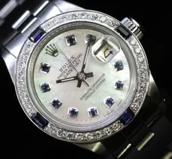 ROLEX LADIES DATEJUST  OYSTER STEEL DIAMOND DIAL BEZEL SAPPHIRE WATCH