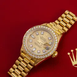 ROLEX DATEJUST 26MM 69178 YELLOW GOLD DIAMOND BEZEL & DIAMOND DIAL WATCH