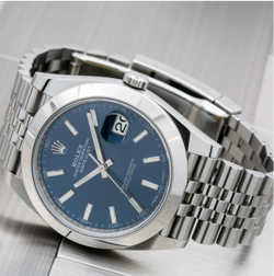 ROLEX DATEJUST 41MM 126300 BLUE DIAL DOMED BEZEL STAINLESS JUBILEE WATCH