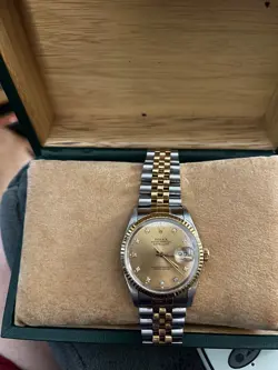 ROLEX DATEJUST 16233 DIAMOND DIAL MENS WATCH BOX PAPERS ORIGINAL OWNER