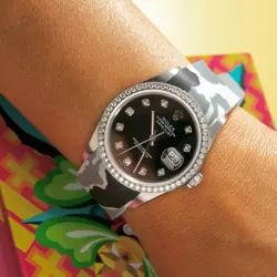 ROLEX DATEJUST 36MM 16014 W/ CUSTOM DIAMOND DIAL/BEZEL & RUBBER CAMO STRAP