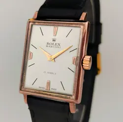 VINTAGE ROLEX MARCONI MEN'S WATCH - RECTANGLE 18K GOLD PLATED CASE - 1945'S