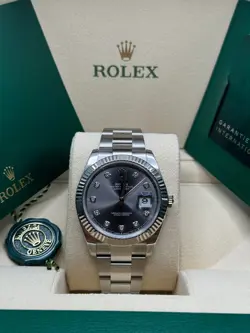 ROLEX DATEJUST 41 RHODIUM GRAY DIAMOND DIAL STAINLESS STEEL OYSTER BRACELET