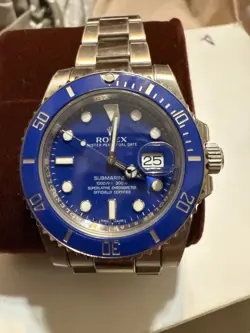 Rolex Submariner "Smurf" 18k White Gold Blue Ceramic 40mm Watch B/P V 116619