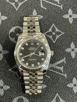 ROLEX DATEJUST 41MM STAINLESS STEEL BLACK DIAMOND