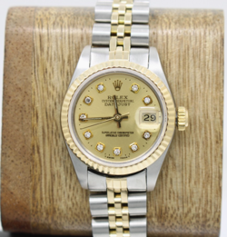 Rolex Two-Tone 1990 Datejust 26mm Champagne Dial W/ Diamond Markers 69173