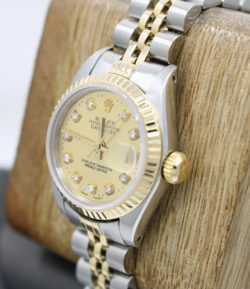Rolex Two-Tone 1990 Datejust 26mm Champagne Dial W/ Diamond Markers 69173