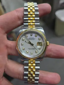 ROLEX DATEJUST 36MM 116233 TWO TONE YELLOW GOLD AND STAINLESS DIAMOND DIAL READ