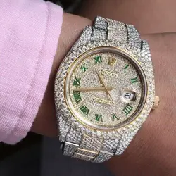 DEPOSIT - ROLEX DATEJUST 41MM PAVE DIAL GOLD & STAINLESS STEEL FULLY ICED OUT