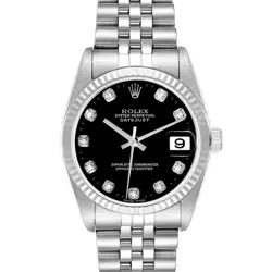 ROLEX DATEJUST 31 STEEL WHITE GOLD BLACK DIAMOND LADIES WATCH 78274