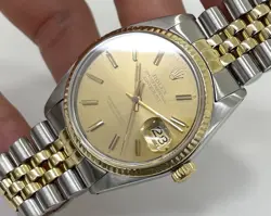 SERVICED ROLEX DATEJUST 36MM 16013 GHOST DIAL GOLD AND STEEL TWO TONE JUBILEE