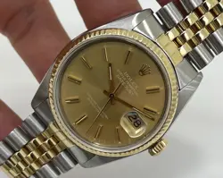 SERVICED ROLEX DATEJUST 36MM 16013 GHOST DIAL GOLD AND STEEL TWO TONE JUBILEE
