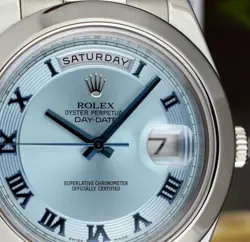 ROLEX - 41mm Platinum Day Date President Ice Blue Roman 218206 - SANT BLANC