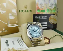 ROLEX - 41mm Platinum Day Date President Ice Blue Roman 218206 - SANT BLANC