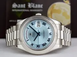 ROLEX - 41mm Platinum Day Date President Ice Blue Roman 218206 - SANT BLANC