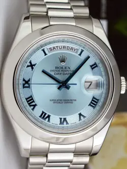 ROLEX - 41mm Platinum Day Date President Ice Blue Roman 218206 - SANT BLANC