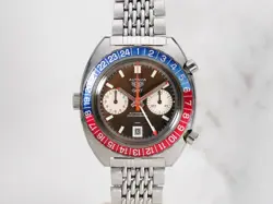 HEUER AUTAVIA GMT REF. 1163 TROPICAL DIAL ON GAY FRERES BRACELET #9