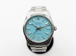 $13K ROLEX AIRKING BLUE TIFFANY & CO SS MENS LADIES 34MM MIDSIZE WATCH SERVICED