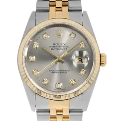 ROLEX DATEJUST 10P DIAMOND 16233G GRAY Y NUMBER SECOND HAND MENS