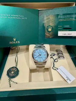 ROLEX OYSTER PERPETUAL 36MM TURQUOISE BLUE DIAL 126000 NEW BOX & PAPERS