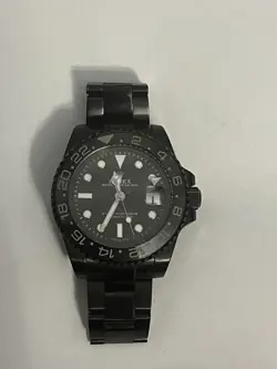 ROLEX ALL BLACK OYSTER PERPETUAL DATE WRIST WATCH