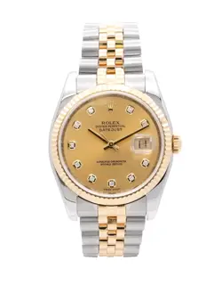 ROLEX DATEJUST 36  / CHAMPAGNE DIAMOND DIAL  / 2012 / 116233
