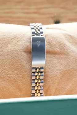 Ladies Steel & Gold Rolex Datejust 26mm 69173 Custom Blue Vignette Diamond Dial
