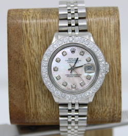 ROLEX DATEJUST 28MM MOP DIAMOND DIAL & DIAMOND BEZEL WATCH W/ BOX & CERT 6917