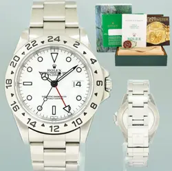 PAPERS 1999 MINT ROLEX EXPLORER II WHITE 16570 40MM POLAR SWISS ONLY WATCH BOX