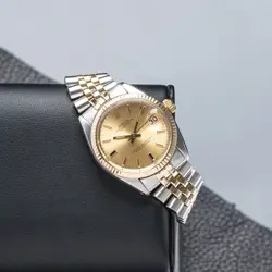 ROLEX DATEJUST 14K YELLOW GOLD/STEEL CHAMPAGNE DIAL 31MM MID SIZE 1982 YEAR 6827
