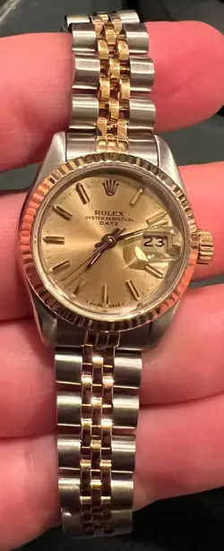 ROLEX 18K GOLD/STAINLESS STEEL DATE 69173 26MM GOLD  INDEX PERPETUAL