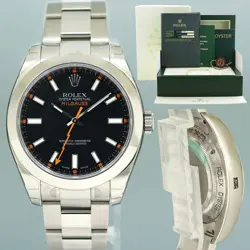 STICKERS NEW PAPERS ROLEX MILGAUSS 40MM ORANGE BLACK 116400 STEEL WATCH BOX