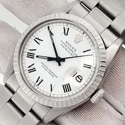 ROLEX DATEJUST 36MM 16030 BUCKLEY WHITE ROMAN DIAL STEEL OYSTER WATCH