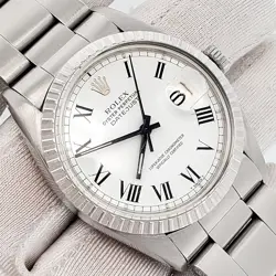 Rolex Datejust 36mm 16030 Buckley White Roman Dial Steel Oyster Watch