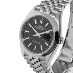 ROLEX DATEJUST 36MM STAINLESS STEEL BLACK INDEX DIAL & SMOOTH BEZEL 126200