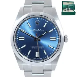 2025 NEW PAPERS ROLEX OYSTER PERPETUAL 41MM BLUE STICK OYSTER WATCH 124300 BOX