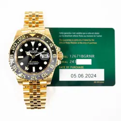 2024 ROLEX GMT-MASTER II 126718GRNR, 40MM, YELLOW GOLD, BLACK & GRAY BEZEL, J...