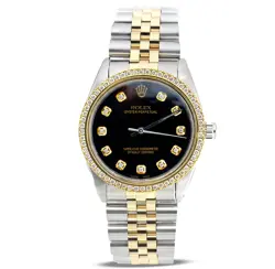 SET OF 2 - 34MM ROLEX OYSTER PERPETUAL SS/10K GOLD JUBILEE 1.5CT DIAMOND WATCH