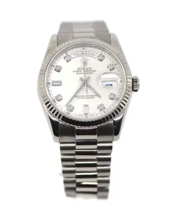 ROLEX DAY DATE DIAMOND 18K WHITE GOLD WATCH 118239