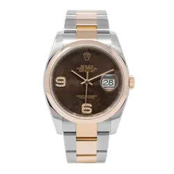 ROLEX DATEJUST 36 WATCH 36MM CHOCOLATE ARABIC NUMERALS DIAL ROSE GOLD