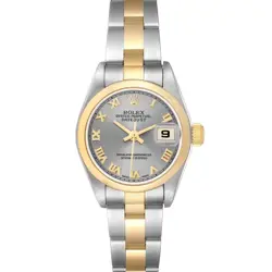 ROLEX DATEJUST STEEL YELLOW GOLD SLATE DIAL AUTOMATIC LADIES WATCH 79163
