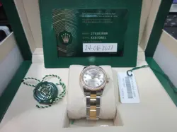 ROLEX LADY-DATEJUST SILVER DIAMOND DIAL & BEZEL TWO TONE YELLOW GOLD 279383RBR