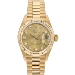 ROLEX DATEJUST 10P DIAMOND 69178G CHAMPAGNE GOLD L NUMBER SECOND HAND WOMEN