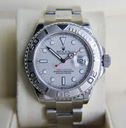 2005 ROLEX YACHT-MASTER 16622 SILVER OYSTER BRACELET WITH PLATINUM BEZEL MENS