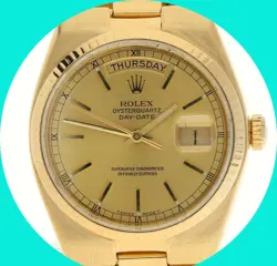 1982 ROLEX OYSTER QUARTZ DAY DATE WATCH #19018 18K YG PRESIDENT 36MM