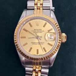 ?? ROLEX OYSTER PERPETUAL LADY DATEJUST 18K GOLD / SS 69173 WATCH JUBILEE LADIES